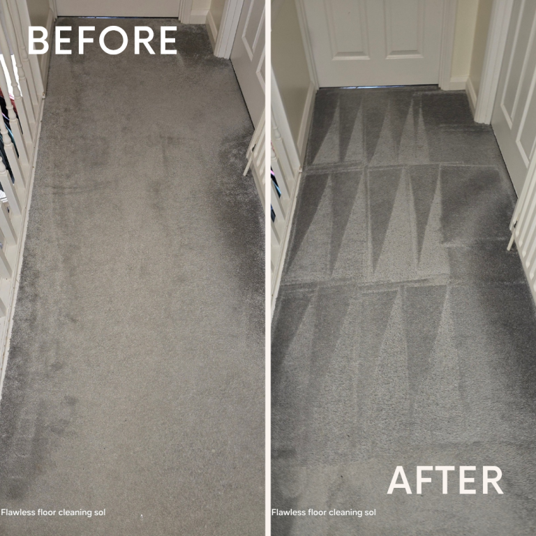 A side-by-side comparison of a carpet before and after cleaning in Portsmouth A comparison of a carpet before and after cleaning in Portsmouth, showcasing the significant difference in cleanliness and appearance.